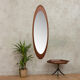 Oval italian mid-century teak mirror - 157x48cm