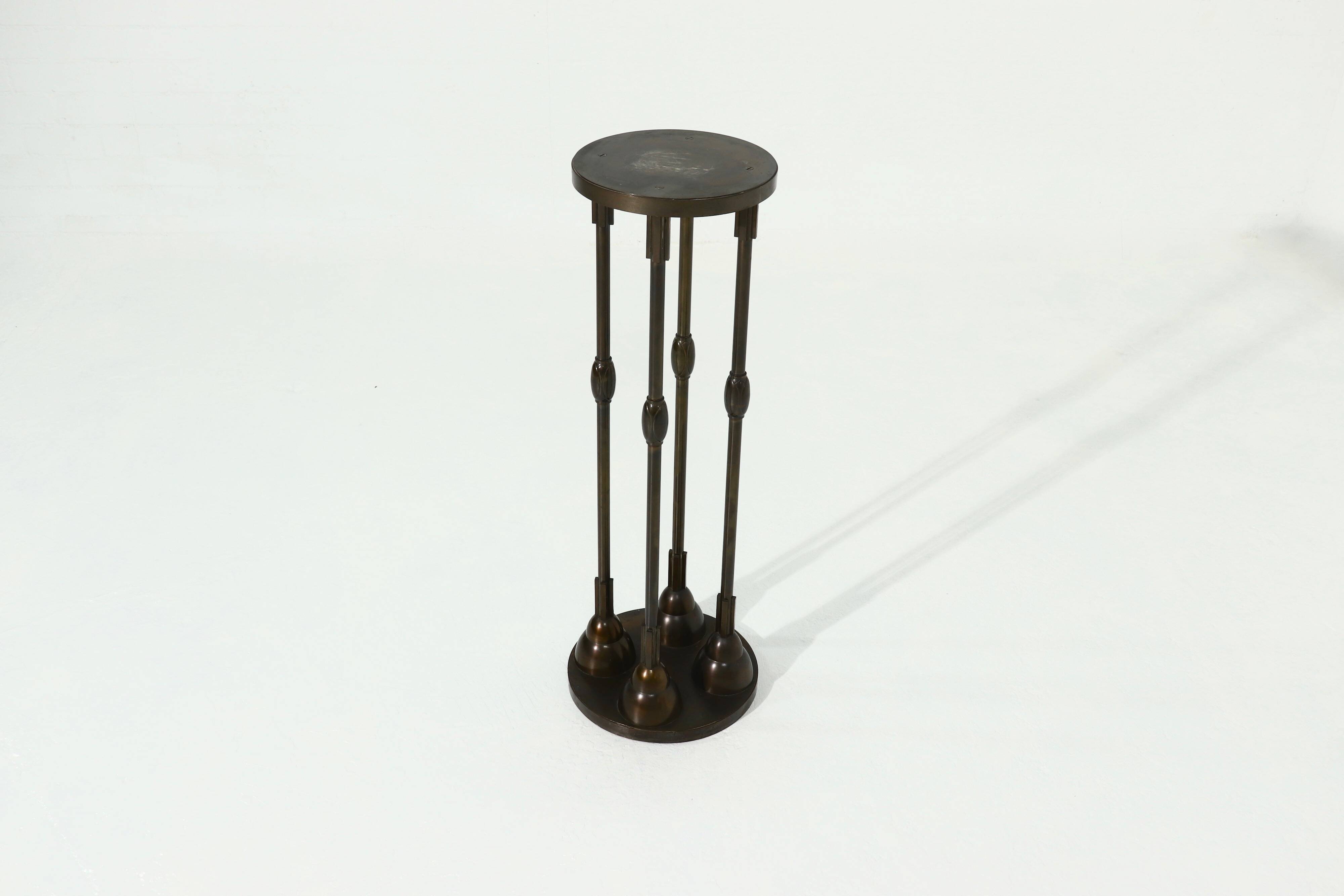 Art Deco Bronze Pedestal Side Table 1930s
