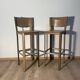 Pair of leather stools Enrico Pellizoni