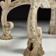 French side table hand-carved wood with marble top