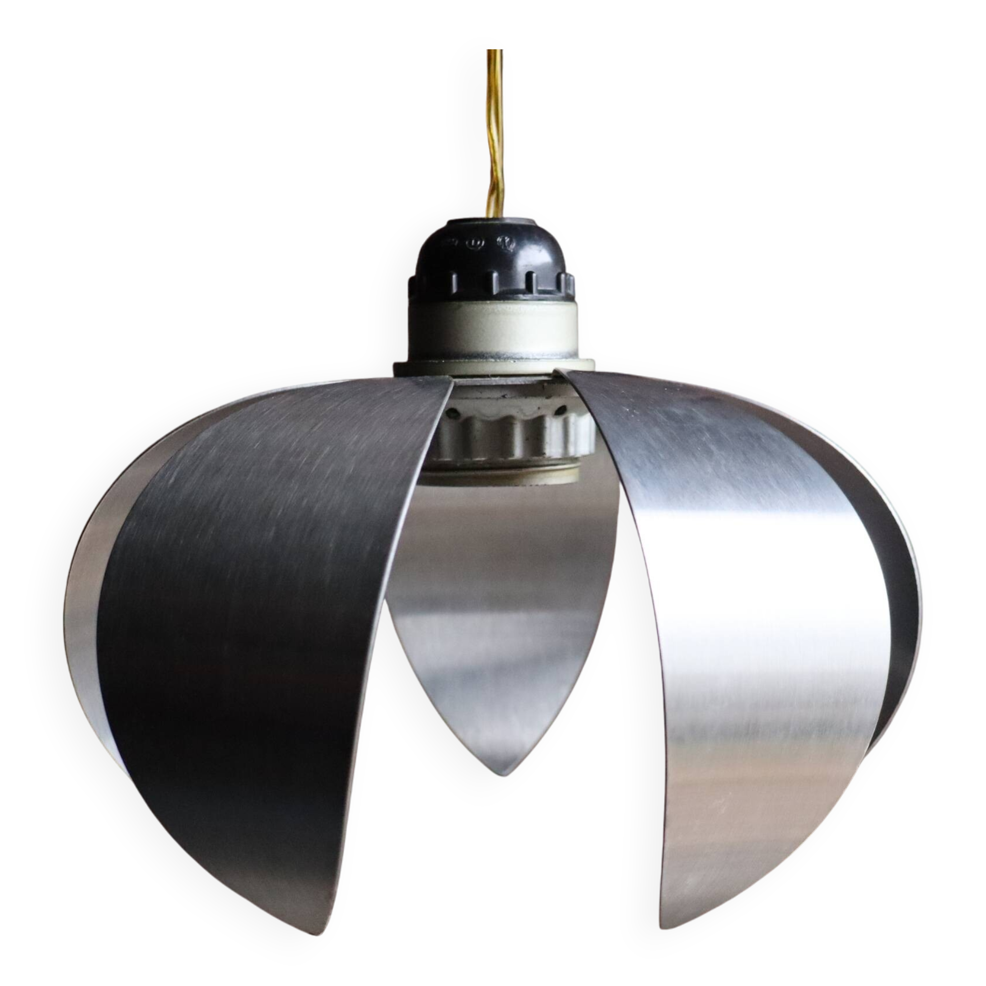 Vintage brushed metal flower-shaped pendant light