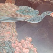 Japanese table in engraved lacquered wood