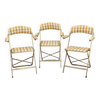 Serie de 3 fauteuils vintage pliants