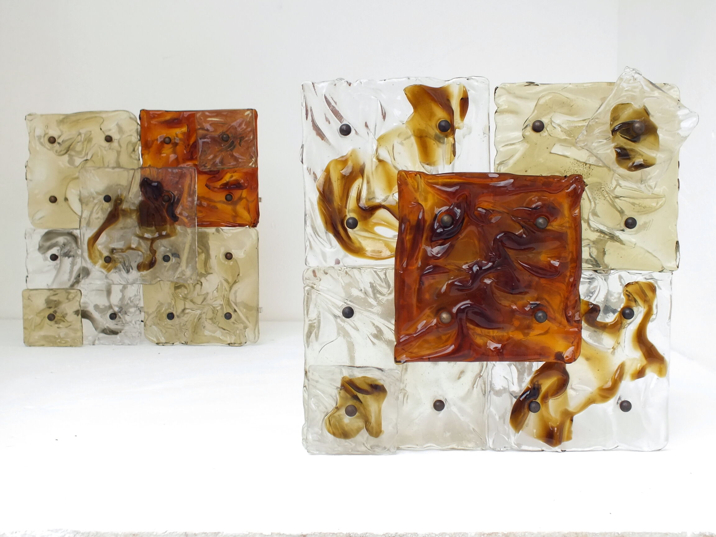 Venini Italy two wall lamps patchwork years '70 space age glass