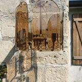 Gilded brass and smoked glass luminaire