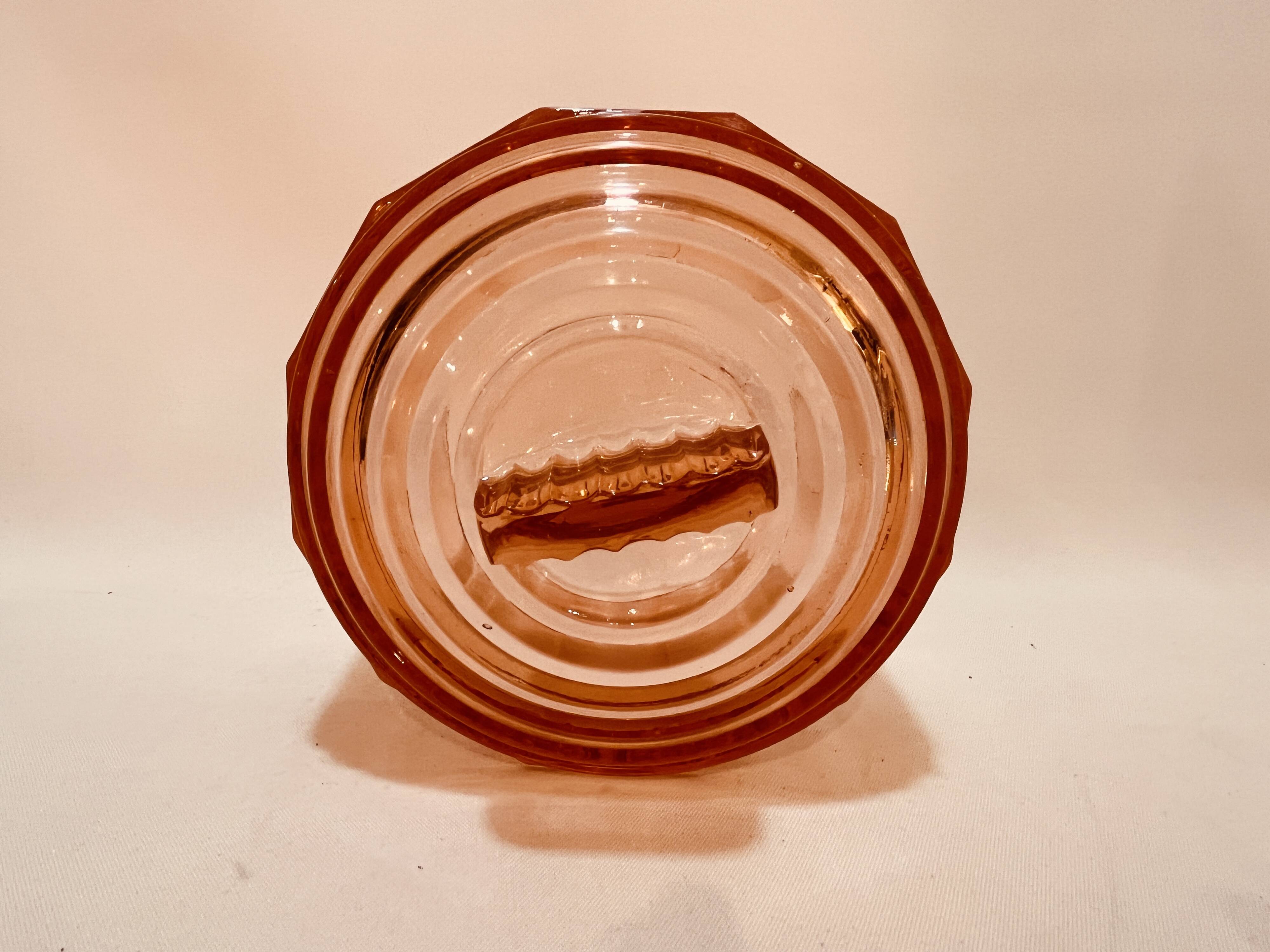 Rosaline pink glass bell and 1930s Art Deco cheesecake tray