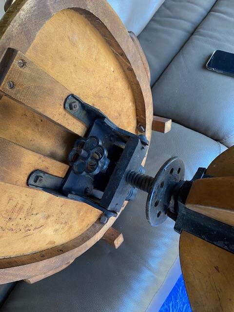 Baumann wood leather armchair