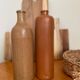 Lot de deux bouteilles en grès émaillé M.K.M vintage brun ocre