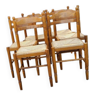 Set of 6 straw chairs