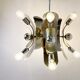 Vintage italian chrome and brass chandelier, 1970s