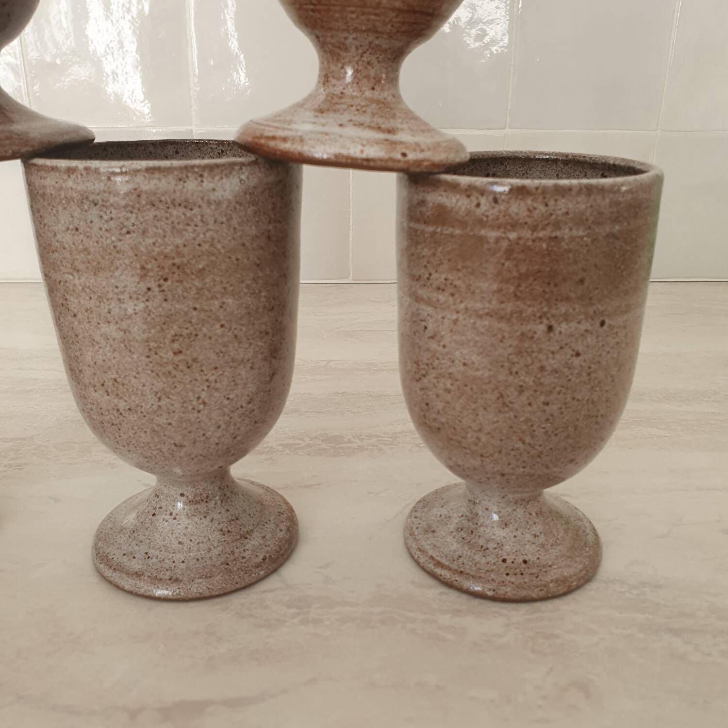 Signed stoneware cups or Mazagran