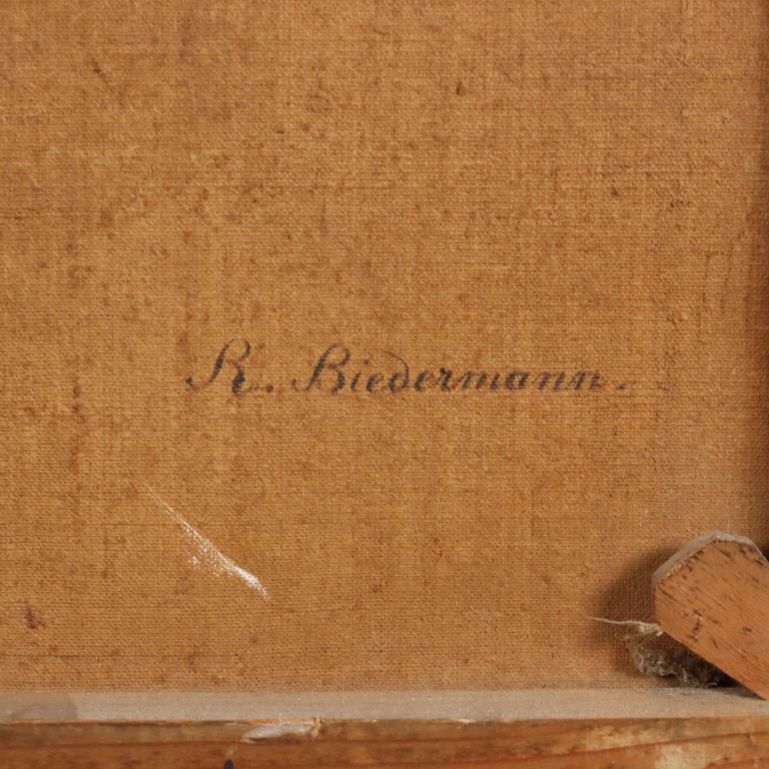 Peinture ancienne signée E. Rudolf Biedermann XIXe siècle