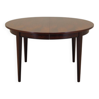 Table ronde en palissandre, design danois, années 1970, fabricant : Omann Jun.