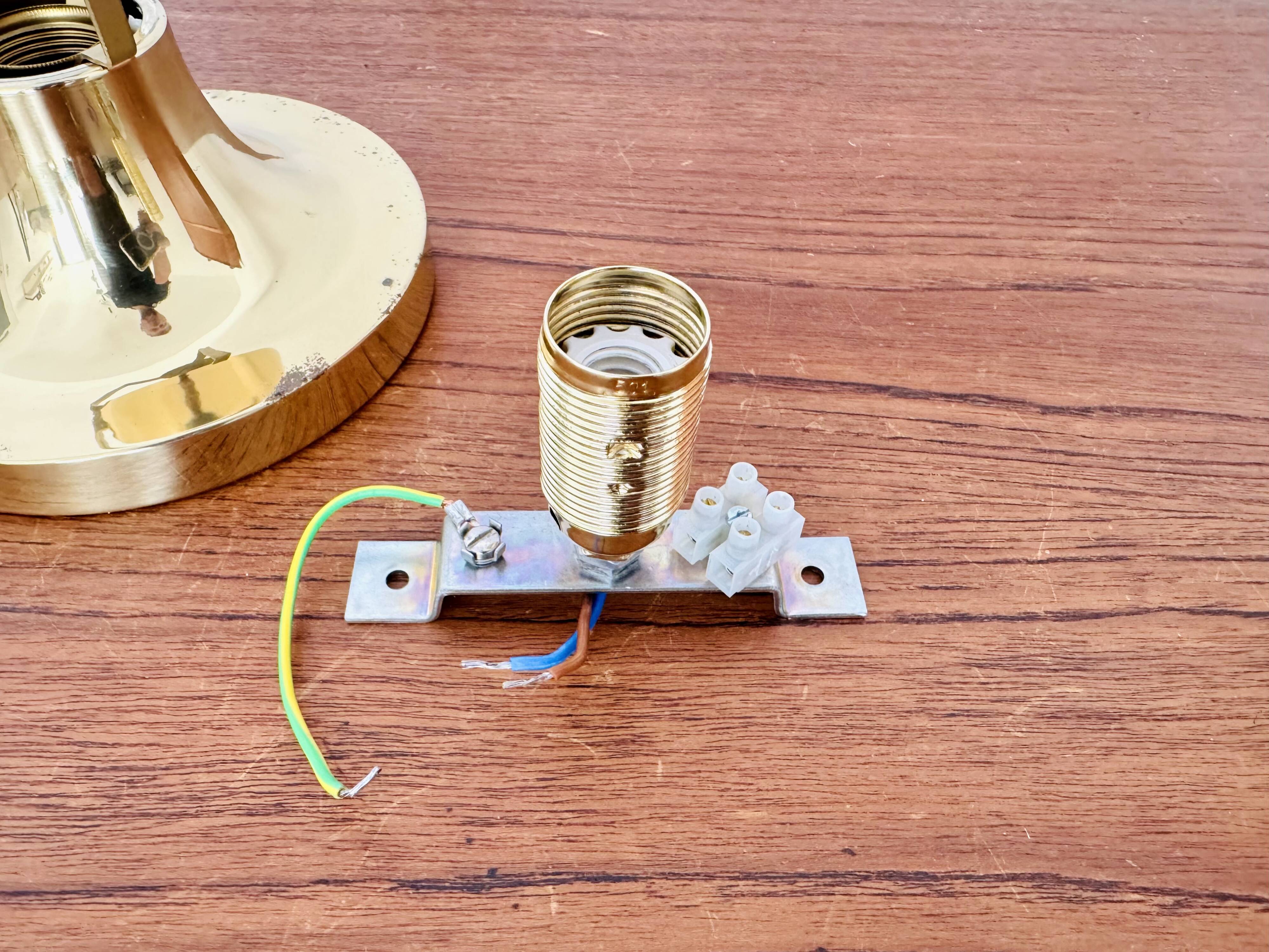 Brass and Glass Flush Light by Glashütte Limburg