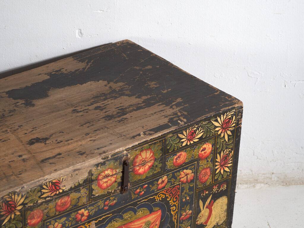 Antique Chinese chest painted in pine wood – China, circa 1900