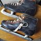 Two-tone leather ice skates from the 1960s.