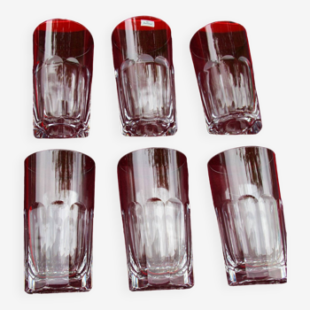 6 grands Verres Gobelets Chopes Harcourt Cristal de Baccarat - H 14,2cm