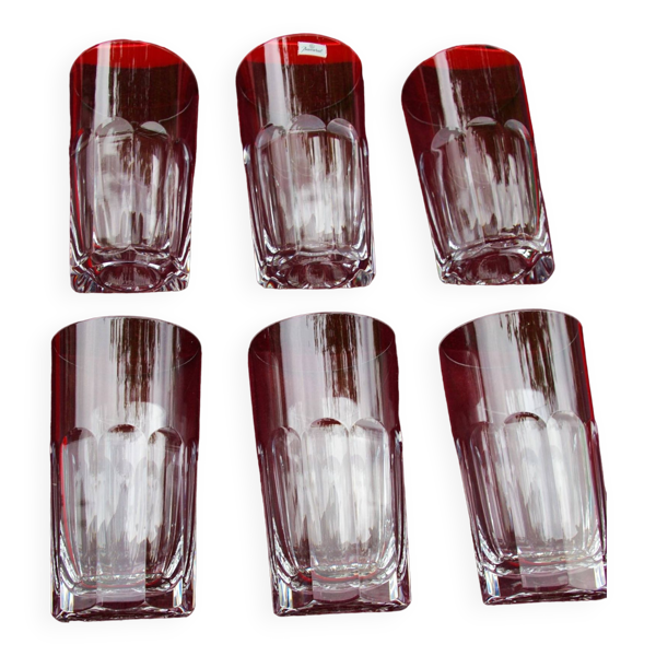 6 grands Verres Gobelets Chopes Harcourt Cristal de Baccarat - H 14,2cm