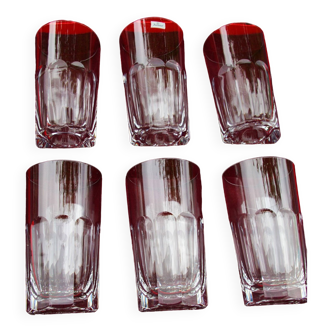 6 grands Verres Gobelets Chopes Harcourt Cristal de Baccarat - H 14,2cm