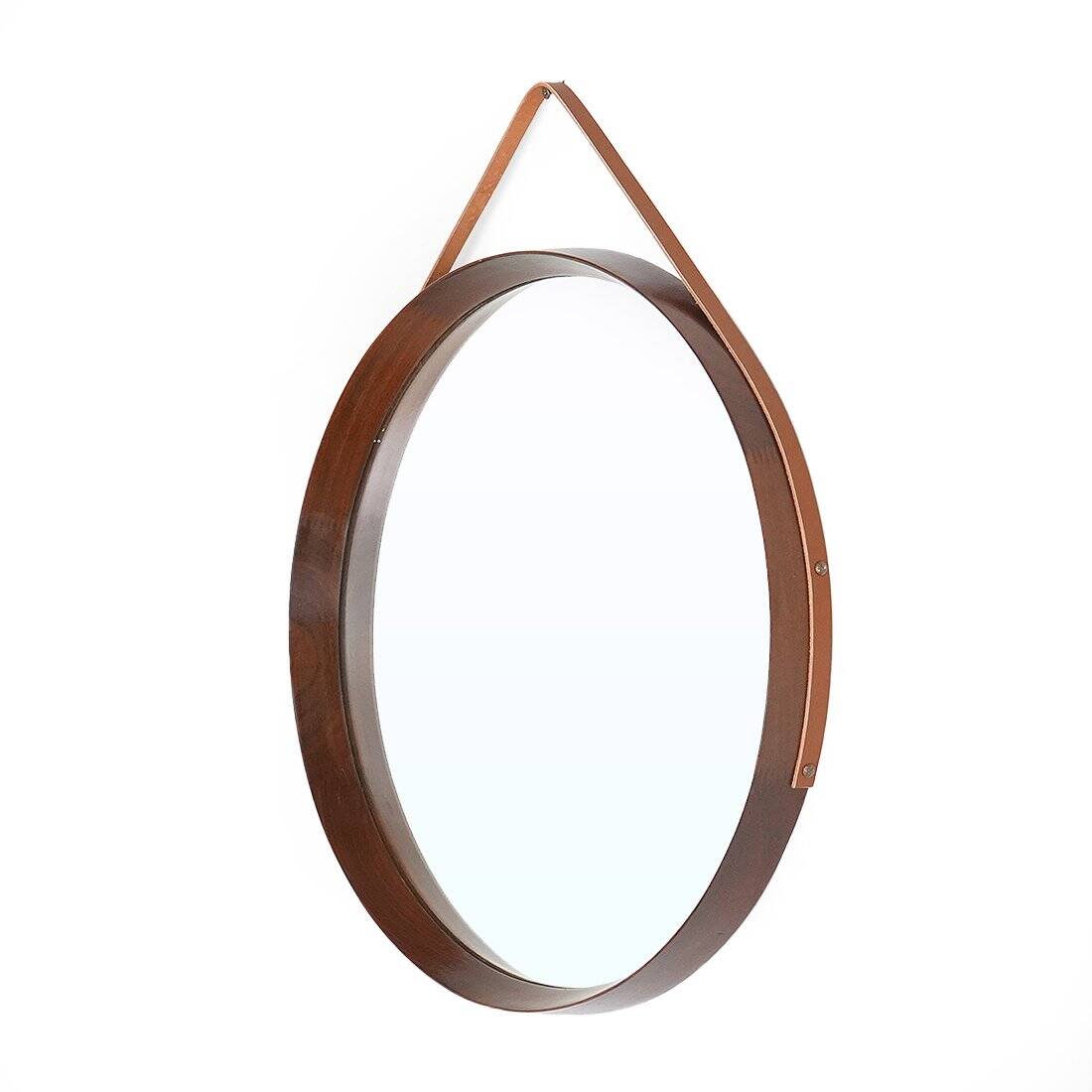 Round mirror with teak frame, 1960s
