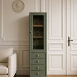 Vitrine haute vintage peinte en vert, rénovée