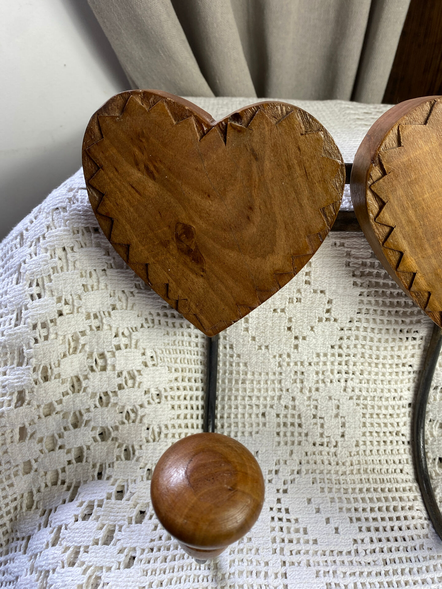Wall-mounted coat rack, wooden hearts