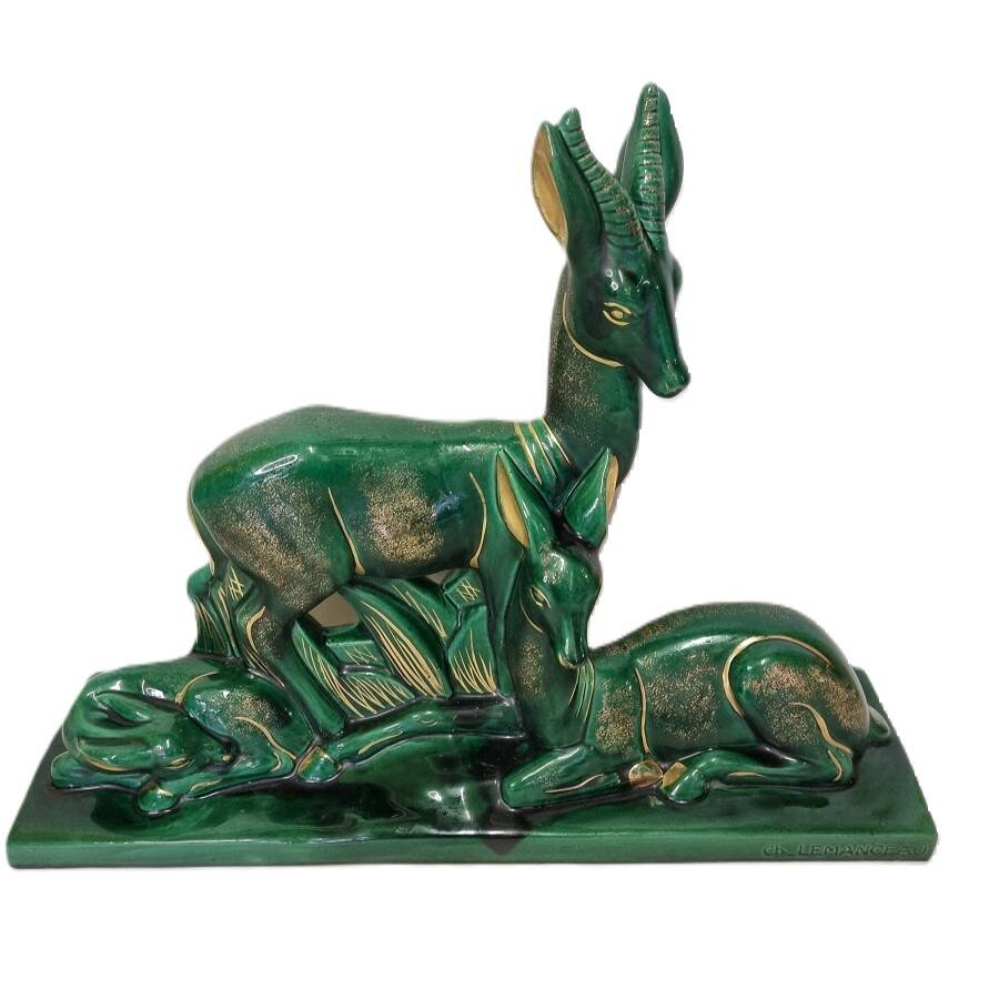 French Ceramic Art Deco Sculpture Of Ch. Lemanceau, 1930s