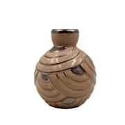 Art Deco pink & silver ceramic vase, Italy 1930s