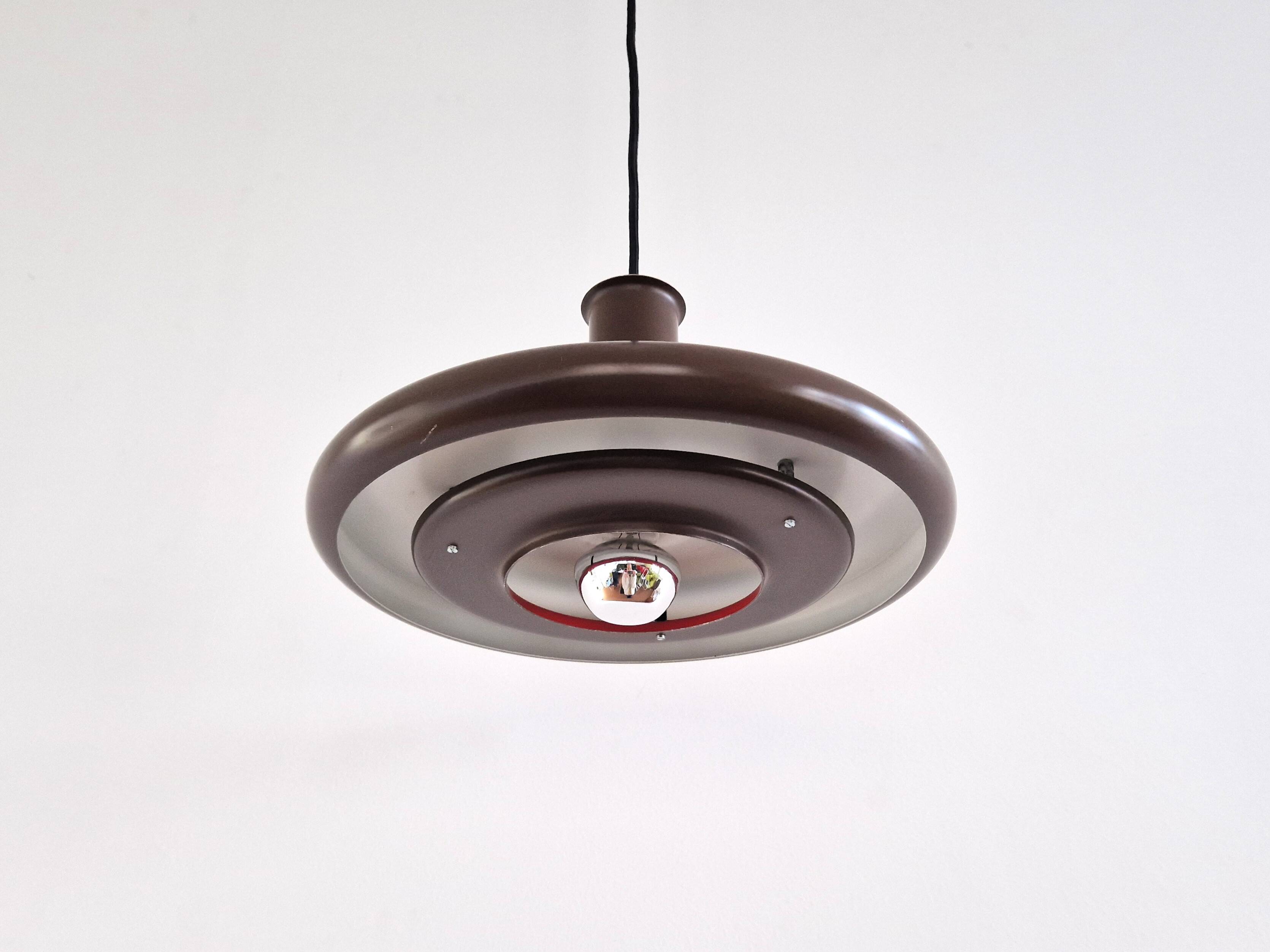 Dark brown Optima pendant lamp by Hans Due for Fog & Mørup, Denmark 1970s
