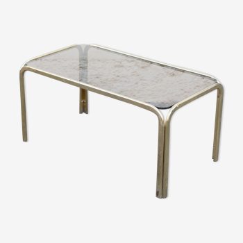 Table basse metal Doré plateau fumé Italie