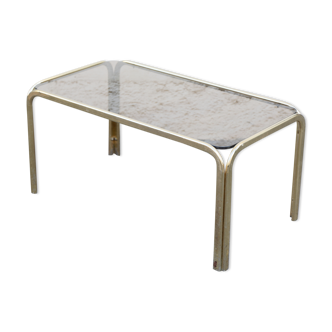 Metal coffee table Gold smoked top Italy 70