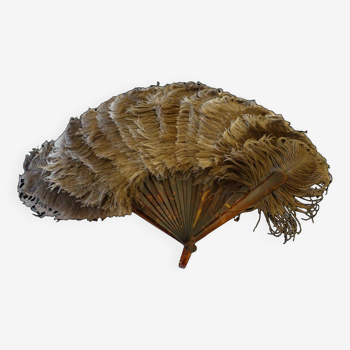 Tortoiseshell fan and ostrich feathers 19th