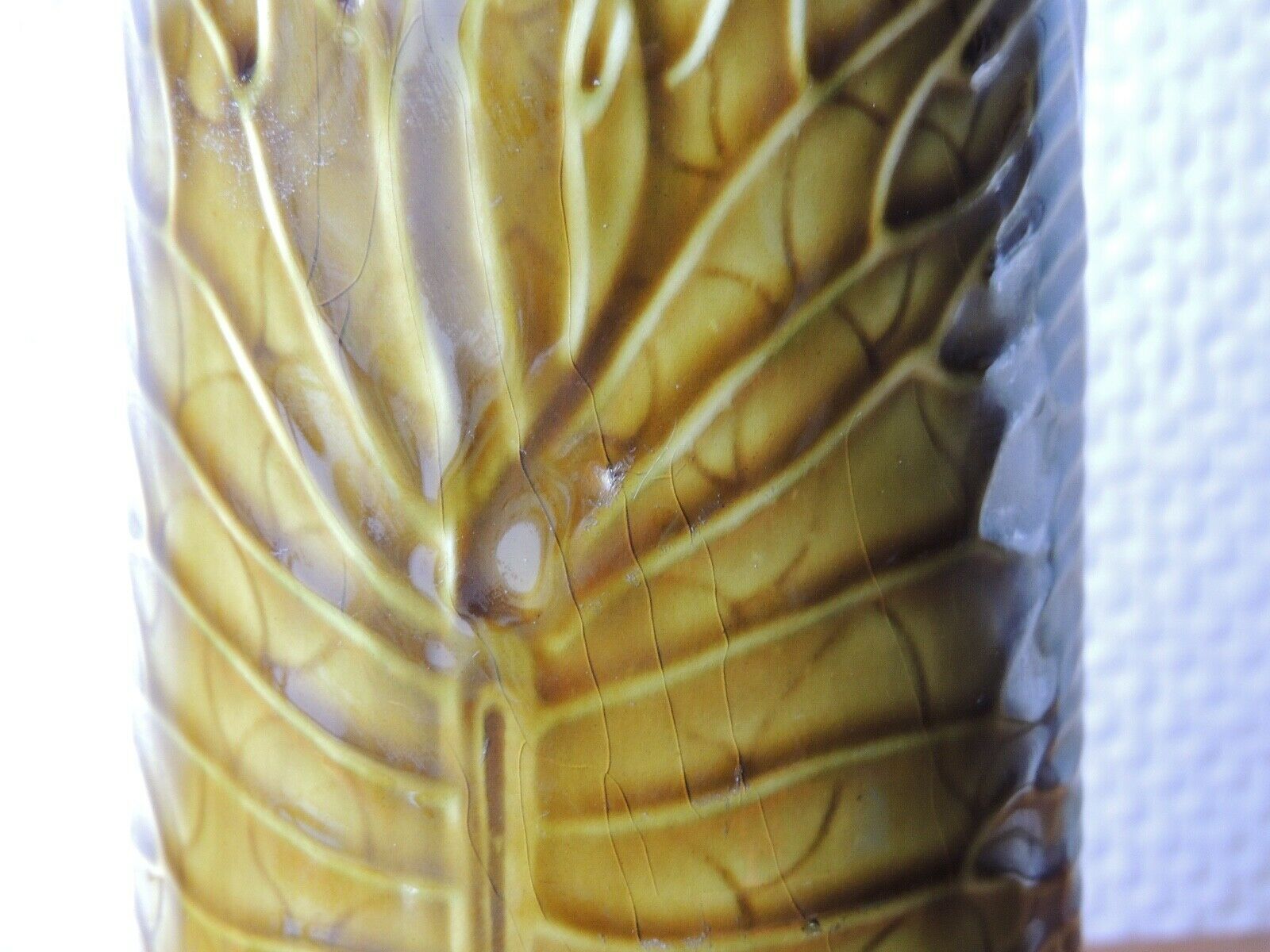 Gien  vase in olive green slurry 60s