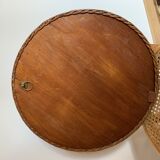 round woven rattan mirror, 1960s