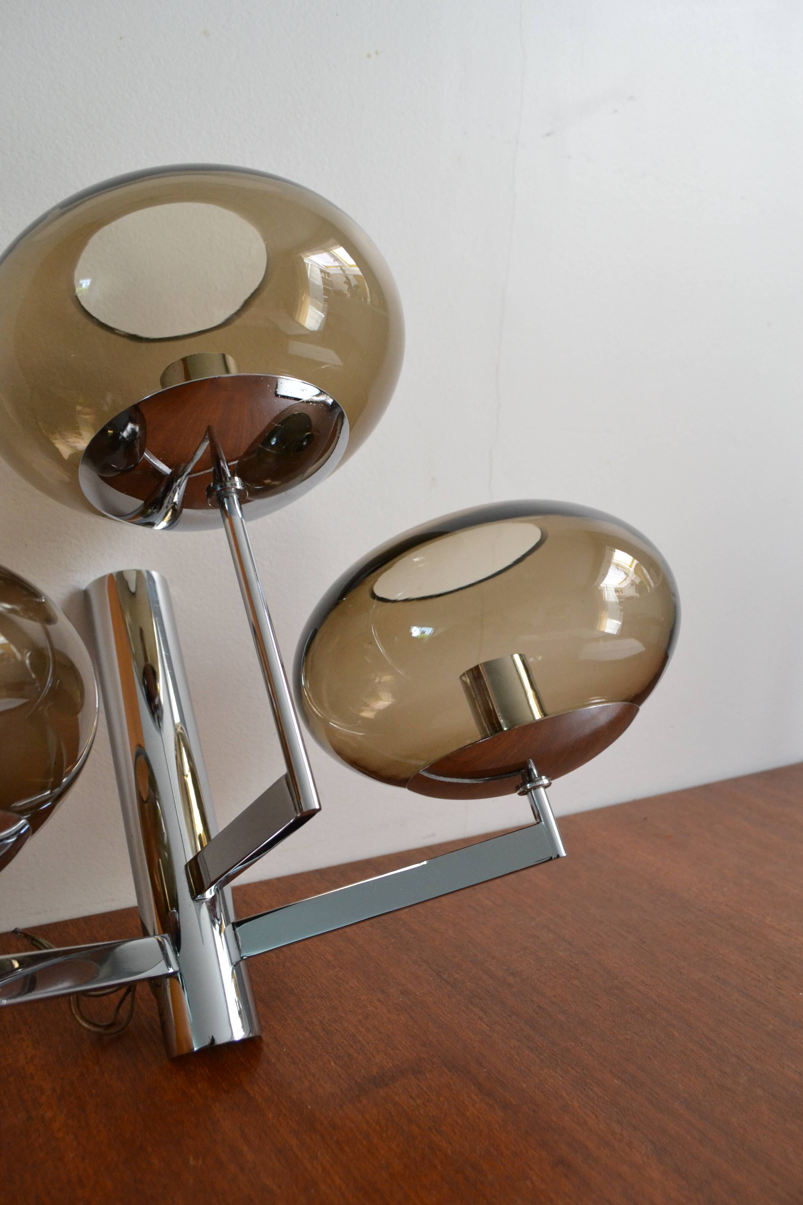 Wall lamp from Sciolari triple chrome and smoked glass