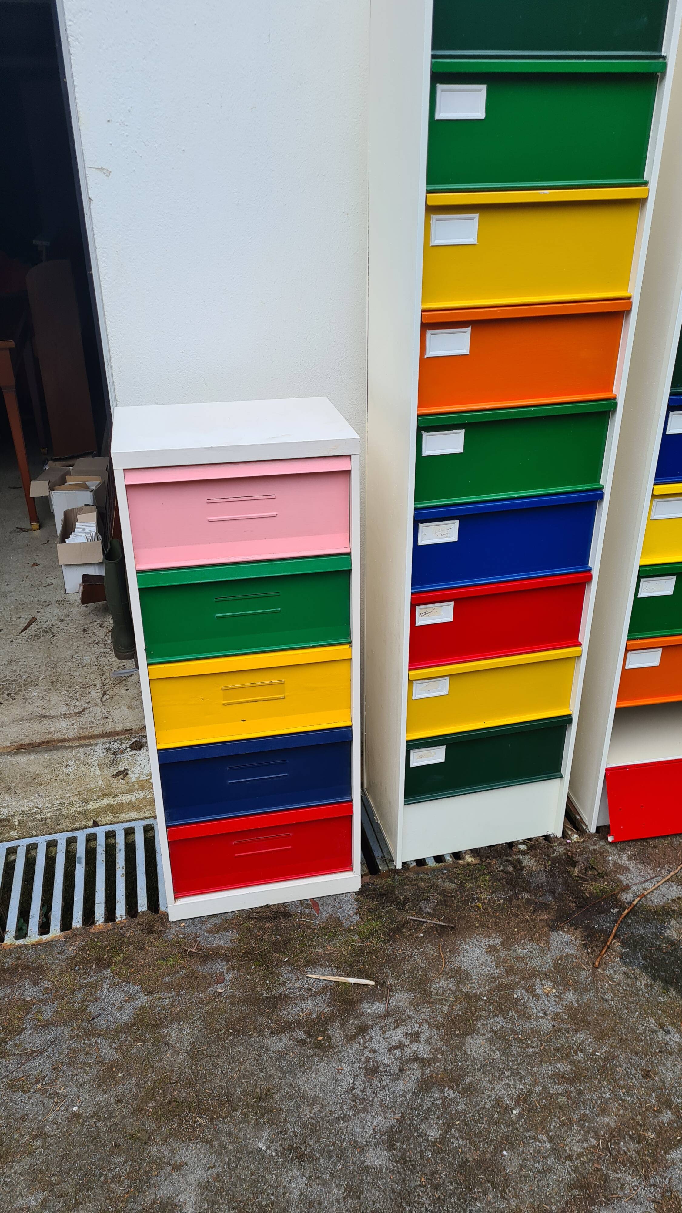 3 80s metal furniture / filing cabinets / flaps