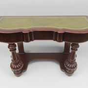 Mahogany and green leather console, 1860-70