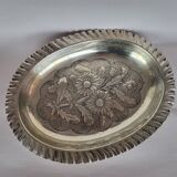 Antique Silver Plated Brass Oval Dish Fruit Bowl