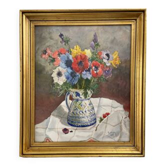 Peinture d'anémones Nature morte