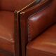 Majestic, luxurious set of 2 cognac-colored cowhide leather Art Deco design armchairs
