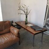 Coffee table from the 70s, chrome and rosewood