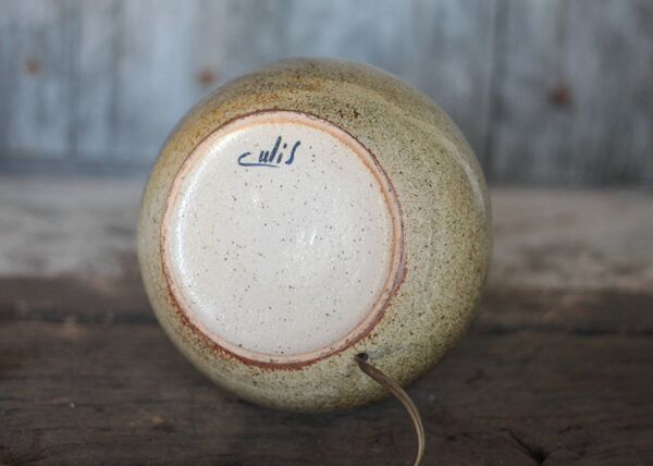 Lampe grès signée vintage, lampe de table, lampe a poser, poterie