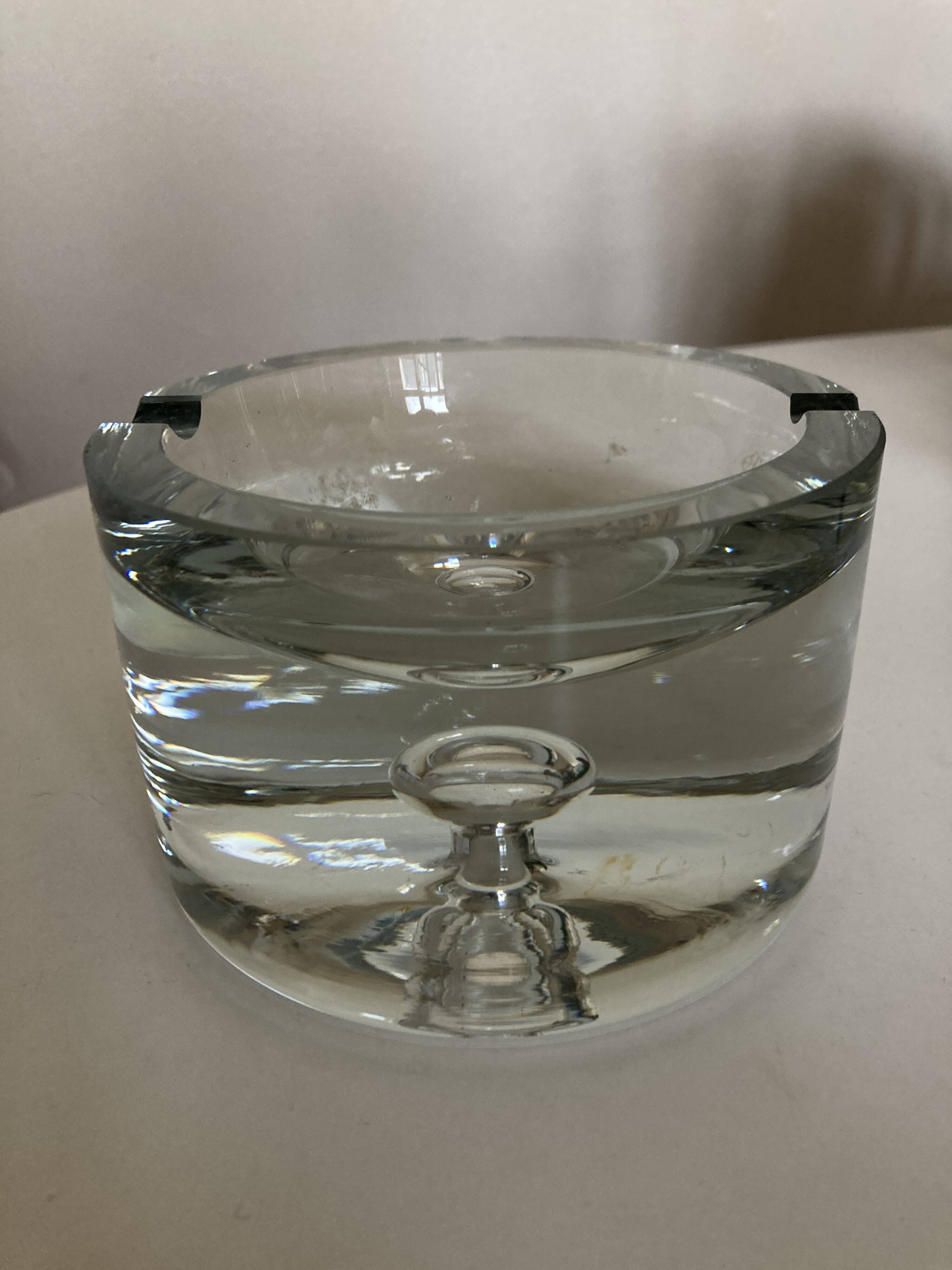 Scandinavian XXL ashtray Bubble in crystal Sweden mid century modern 1970