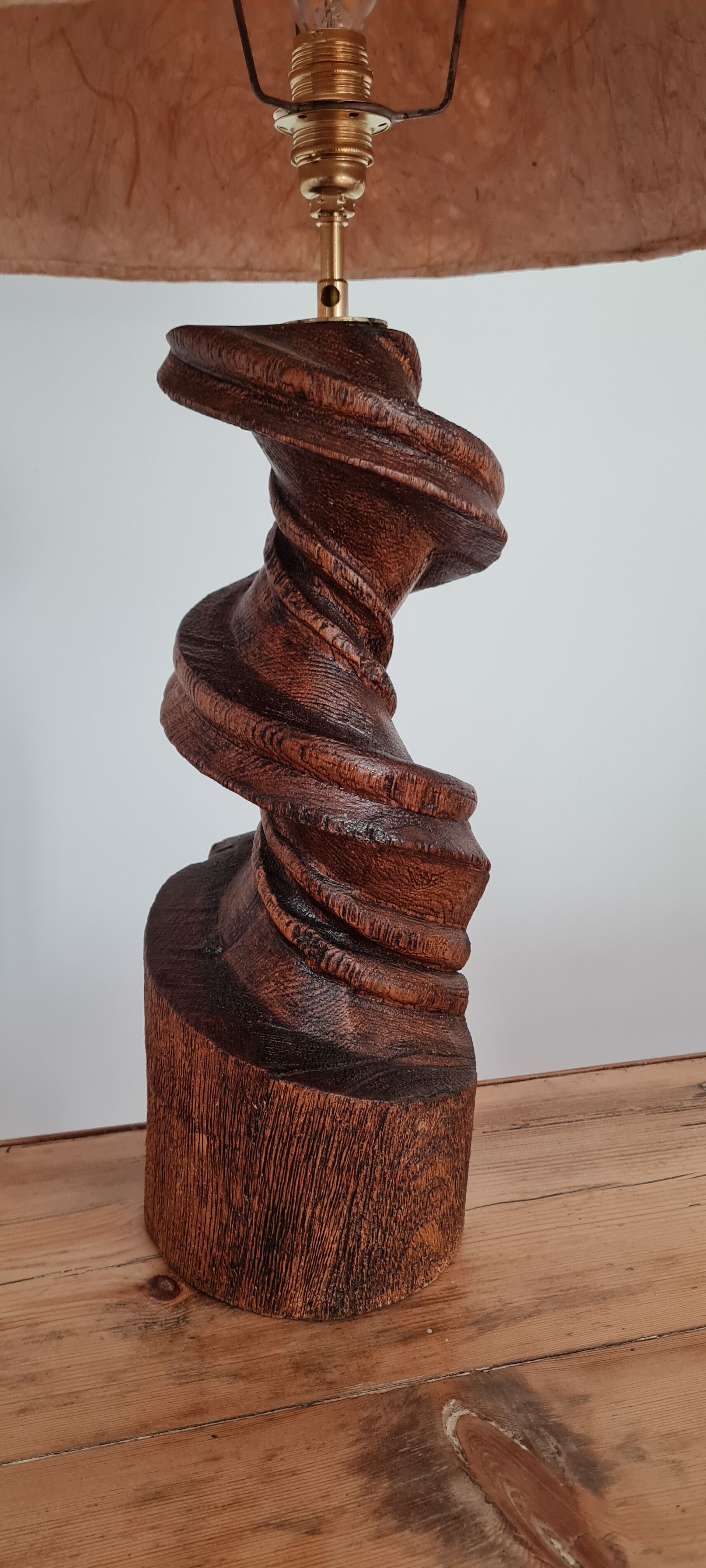 Handmade lamp in turned wood