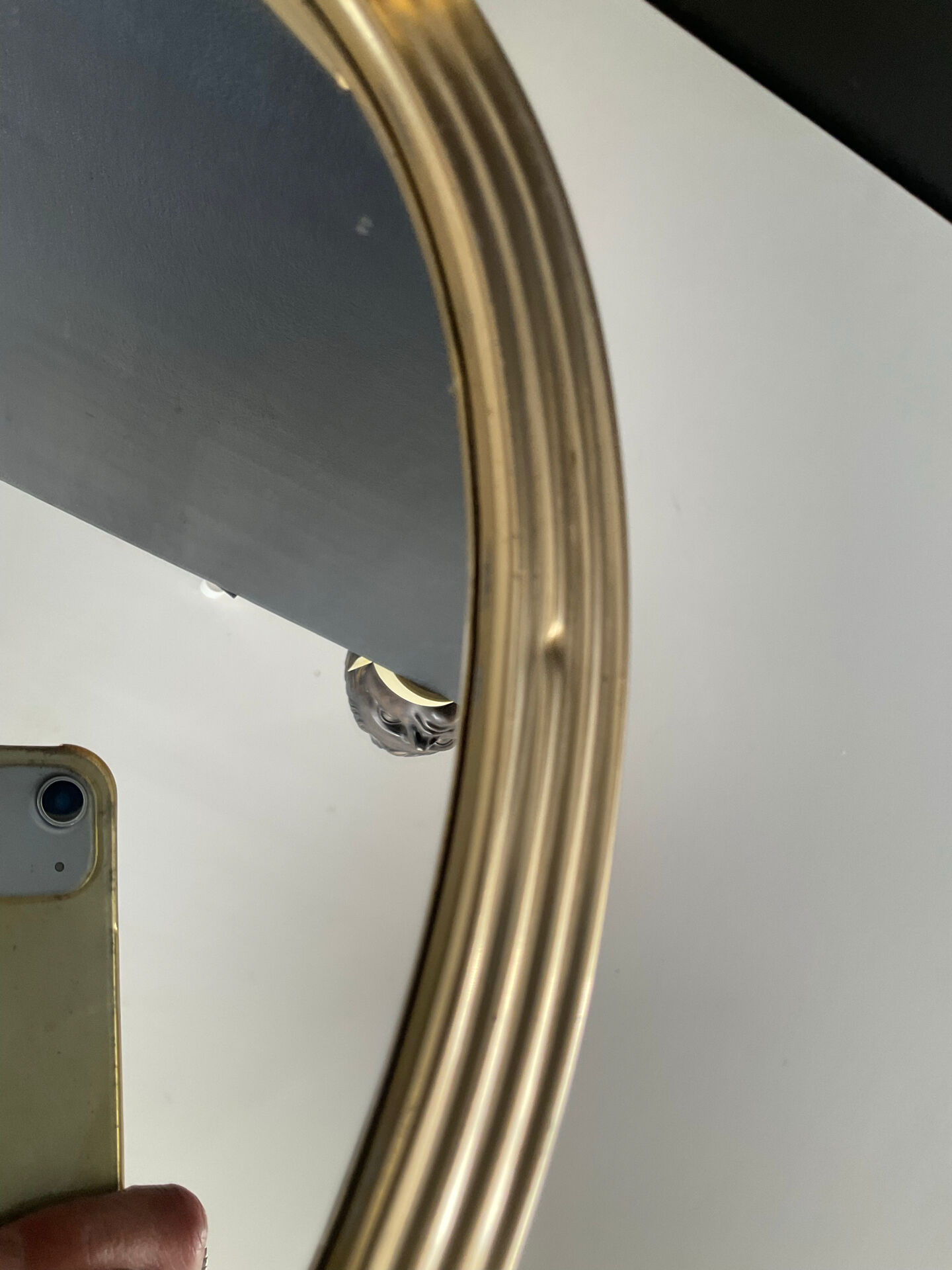 Plateau Art déco en aluminium doré bois et miroir