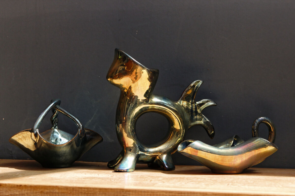 Lot of iridescent flamed sandstone, Rambervillers