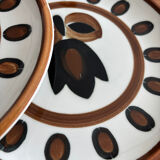 Set of 6 vintage 1970 Boch La Louvière dessert plates, kimono design.