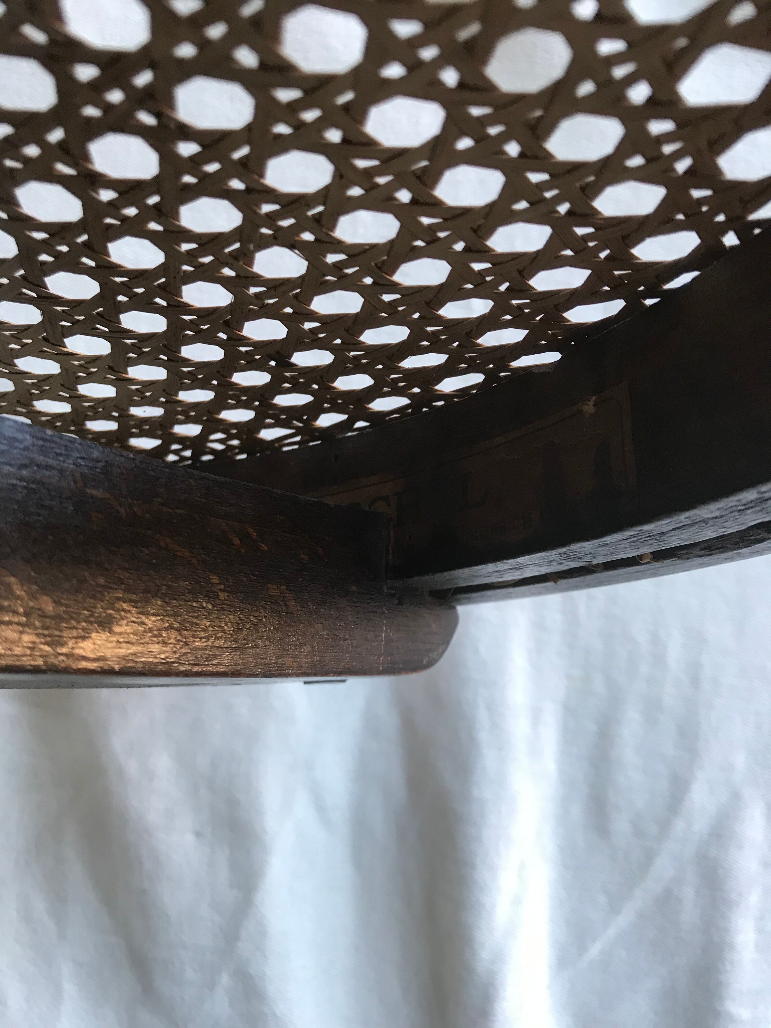 Former tabouret piano thonet by fishel wood curve assise cannée a vintage vis
