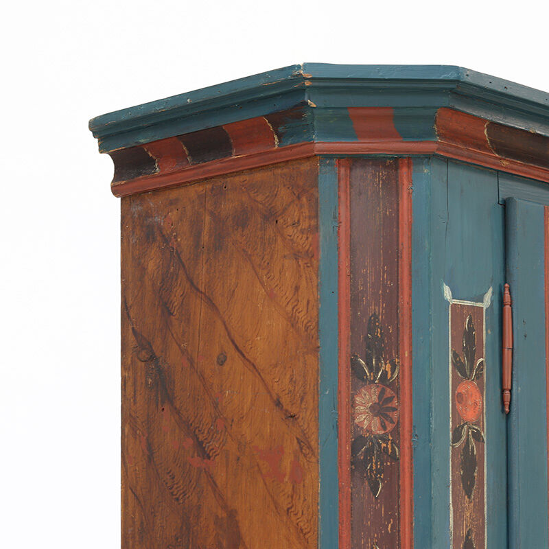 Rustic Farmhouse Folk Art Painted Bridal Cabinet from 1841