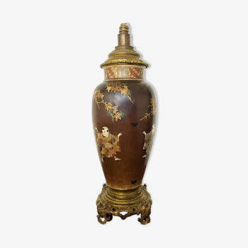 Satsuma porcelain vase and Japanese bronze transformed into a 19th century lamp